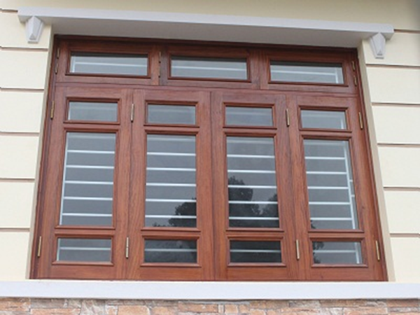 Mẫu cửa sổ nhôm kính vân gỗ đẹp